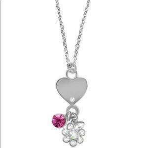 NWT “From the Heart “ Charm Necklace Made  w/Swarovski Elements Crystals